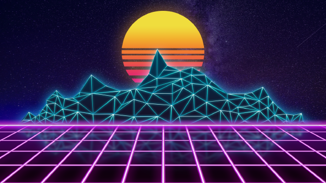 Vaporwave Mountain artwork created by frokfrdk